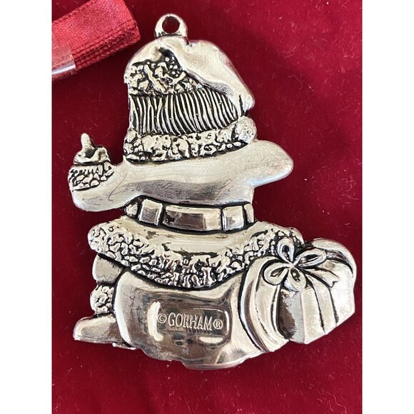 Gorham Peace Angel And Santa Claus With List Silver Plate Ornament Set Of 2 - Picture 6 of 6